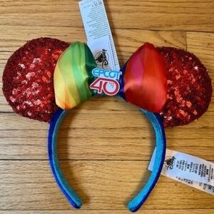 Disney Epcot 40th Anniversary Sequined Minnie Mouse Ear Headband NWT
